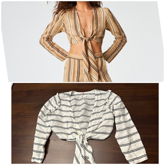 LISA MARIE FERNANDEZ The Tie Blouse in Striped Linen (21) - Picture 1 of 7